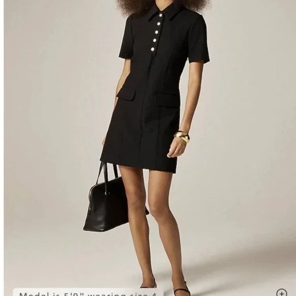 J.Crew Parc Dress 12T Black Carreman‎ French Italian Four Seasons Stretch Flare - Picture 4 of 9